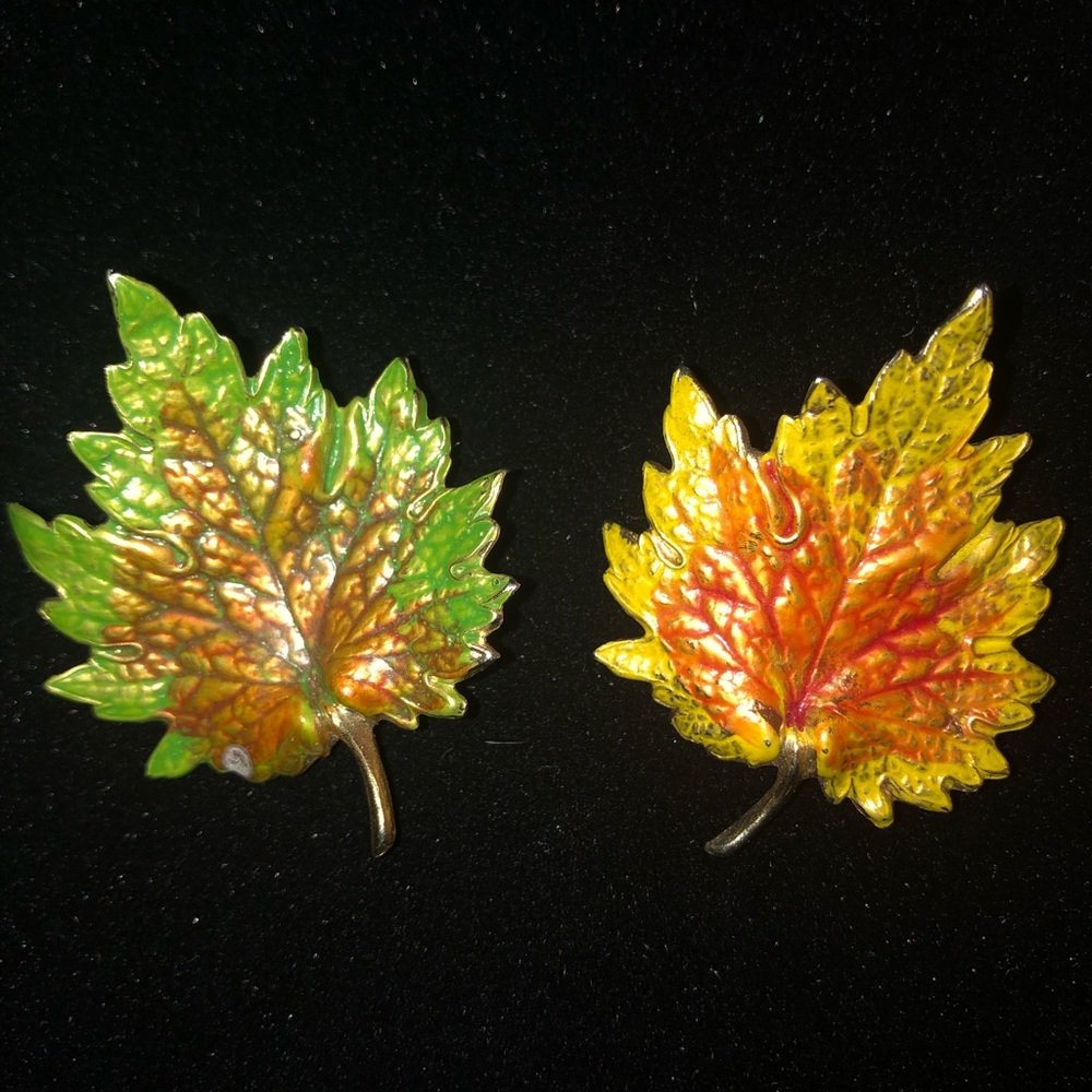 Vintage Fall Autumn Leaf Brooch Pins